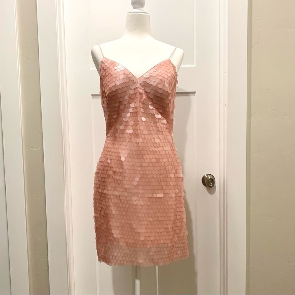 New Blush pink sequins mini party dress.